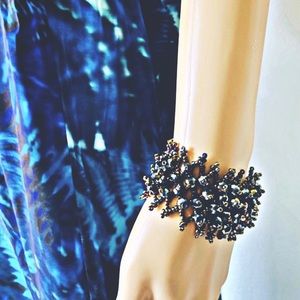HANDMADE | Multicolored Purple Blues Adjustable Beaded Sparkly Bracelet